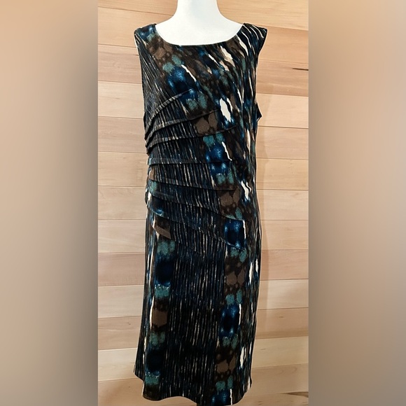 Libra Dress, SIZE LARGE, multicolour, some stretching, ruching, sleeveless - Picture 2 of 9